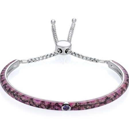 Sterling Silver Bangle Amethyst Cubic Zirconia,Enamel (G311276ENA1SL925)