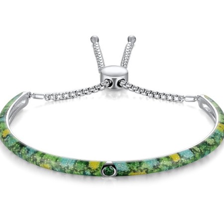 Sterling Silver Bangle Enamel,Green Spinel (G311276ENASL925)