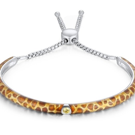 Sterling Silver Bangle Enamel,Yellow Cubic Zirconia (G311278ENASL925)