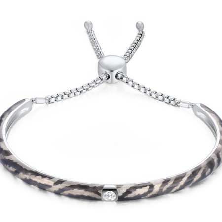 Sterling Silver Bangle Enamel,White Cubic Zirconia (G311279ENASL925)