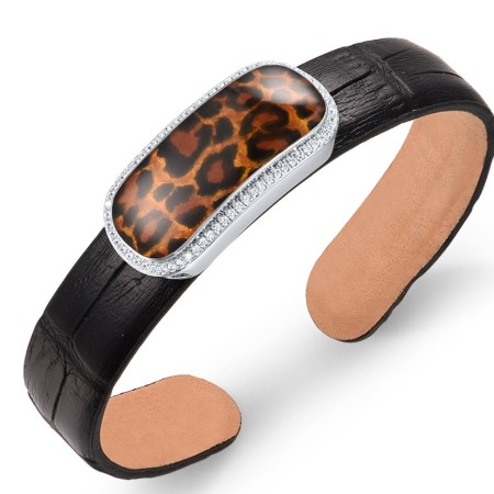 Sterling Silver Bangle Enamel,White Cubic Zirconia (G311387ENASL925)