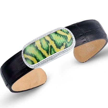 Sterling Silver Bangle Enamel,White Cubic Zirconia (G311388ENASL925)