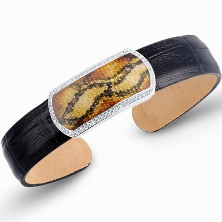 Sterling Silver Bangle Enamel,White Cubic Zirconia (G311389ENASL925)