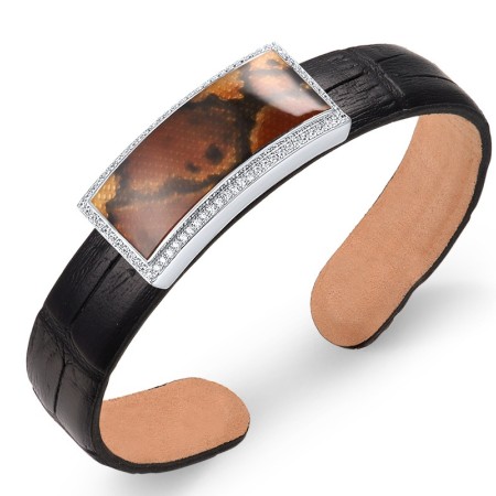 Sterling Silver Bangle Enamel,White Cubic Zirconia (G311390ENASL925)