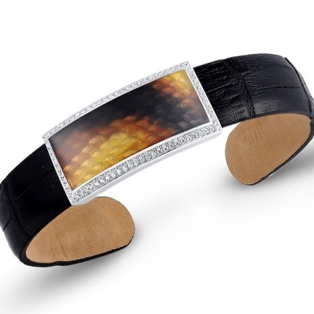 Sterling Silver Bangle Enamel,White Cubic Zirconia (G311391ENASL925)