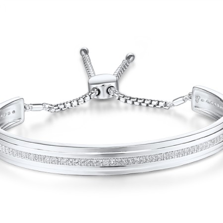 Sterling Silver Bangle Created white sapphire (G311465CWSSL925)