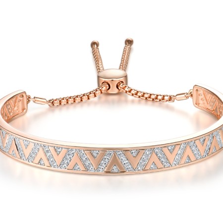 Sterling Silver w/ IONIC ROSE PLATING Bangle Created white sapphire (G311467CWSSQ925)