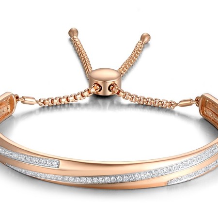 Sterling Silver w/ IONIC ROSE PLATING Bangle Created white sapphire (G311469CWSSQ925)