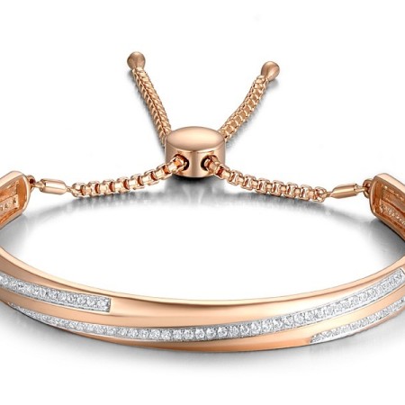 Sterling Silver w/ IONIC ROSE PLATING Bangle White Cubic Zirconia (G311469WCZSQ925)