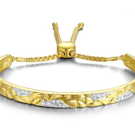 Sterling Silver w/ IONIC YELLOW PLATING Bangle White Cubic Zirconia (G311473WCZSP925)