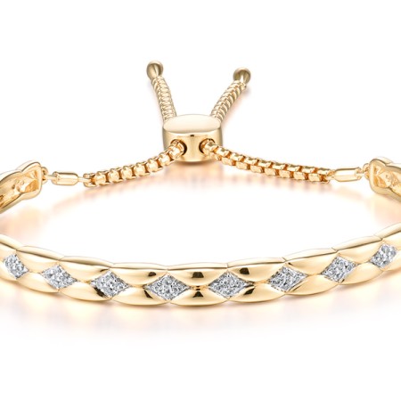 Sterling Silver w/ IONIC YELLOW PLATING Bangle Created white sapphire (G311474CWSSP925)