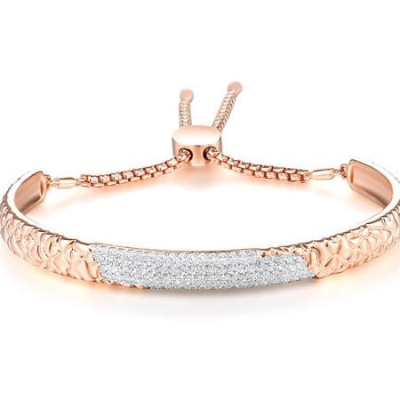 Sterling Silver w/ IONIC ROSE PLATING Bangle Created white sapphire (G311477CWSSQ925)