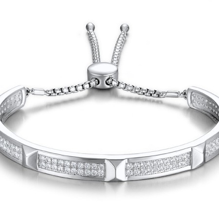 Sterling Silver Bangle Created white sapphire (G311479CWSSL925)