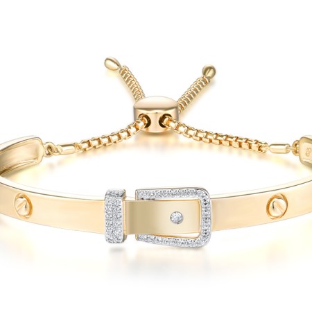 Sterling Silver w/ IONIC YELLOW PLATING Bangle Created white sapphire (G311481CWSSP925)