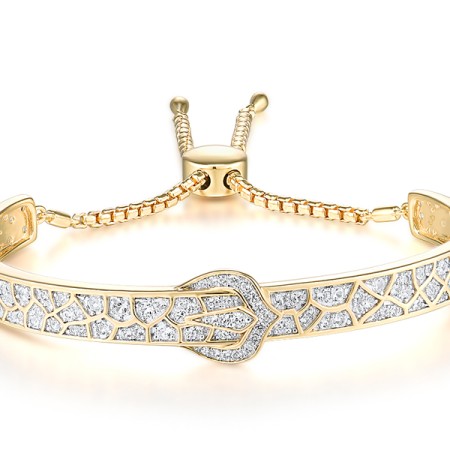 Sterling Silver w/ IONIC YELLOW PLATING Bangle Created white sapphire (G311485CWSSP925)