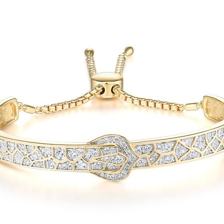 Sterling Silver w/ IONIC YELLOW PLATING Bangle White Cubic Zirconia (G311485WCZSP925)