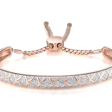 Sterling Silver w/ IONIC ROSE PLATING Bangle White Cubic Zirconia (G311486WCZSQ925)