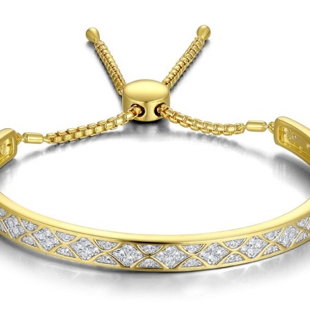 Sterling Silver w/ IONIC YELLOW PLATING Bangle White Cubic Zirconia (G311488WCZSP925)