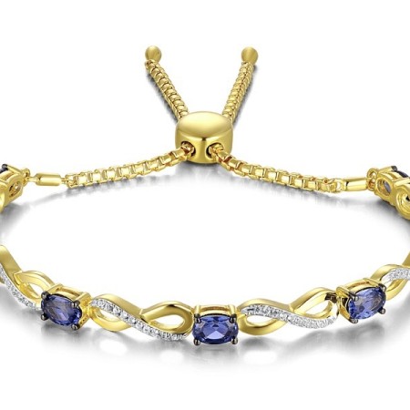 Sterling Silver w/ Yellow Black White Plating Bangle Created Sapphire,Created white sapphire (G311492CSWSZ925)
