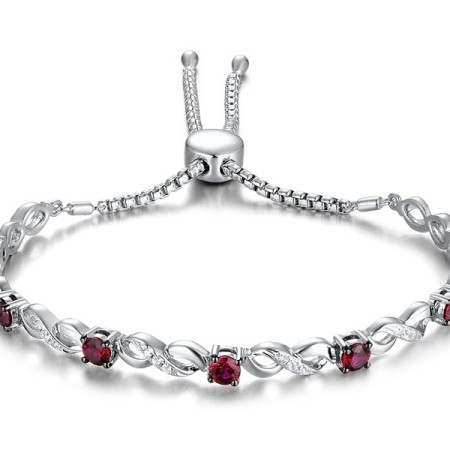 Sterling Silver w/ Black White Plating Bangle Created Ruby,Created white sapphire (G311493CRWSK925)