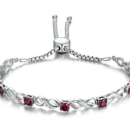 Sterling Silver w/ Black White Plating Bangle Created Ruby,White Cubic Zirconia (G311493CRZSK925)
