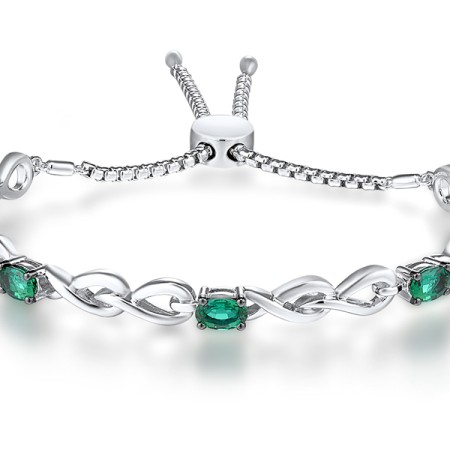 Sterling Silver w/ Black White Plating Bangle Created Emerald (G311496CEMSK925)