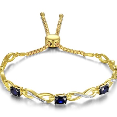 Sterling Silver w/ Yellow Black White Plating Bangle Created Sapphire,Created white sapphire (G311497CSWSZ925)