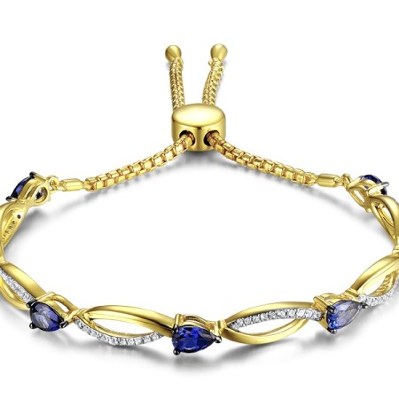 Sterling Silver w/ Yellow Black White Plating Bangle Created Sapphire,Created white sapphire (G311499CSWSZ925)