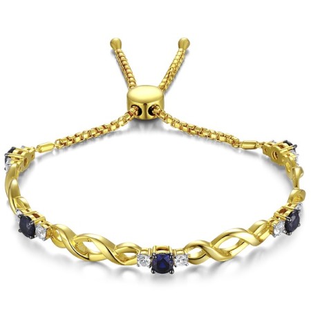 Sterling Silver w/ Yellow Black White Plating Bangle Created Sapphire,Created white sapphire (G311500CSWSZ925)