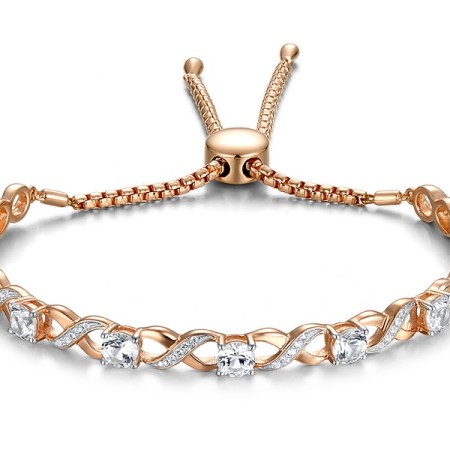 Sterling Silver w/ IONIC ROSE PLATING Bangle Created white sapphire (G311503CWSSQ925)