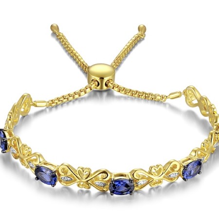 Sterling Silver w/ Yellow Black White Plating Bangle Created Sapphire,Created white sapphire (G311506CSWSZ925)