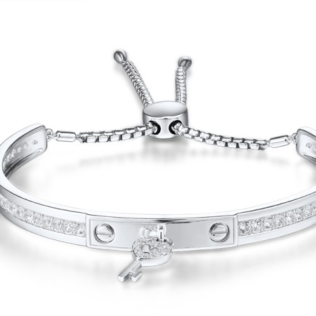 Sterling Silver Bangle Created white sapphire (G311633CWSSL925)