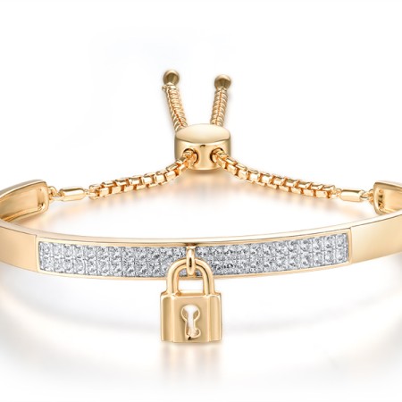 Sterling Silver w/ IONIC YELLOW PLATING Bangle Created white sapphire (G311634CWSSP925)