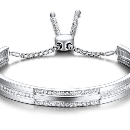 Sterling Silver Bangle Created white sapphire (G311635CWSSL925)