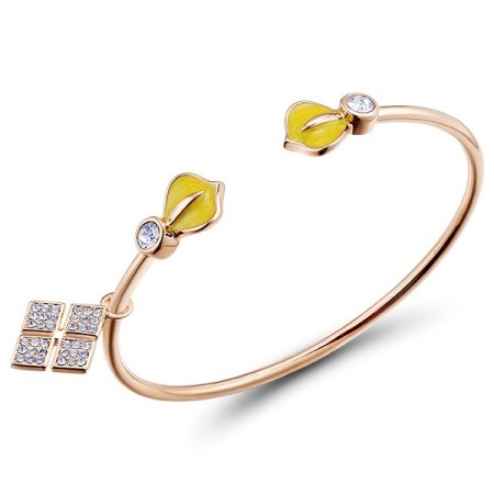 Brass w/ Rose Gold Plating Bangle Enamel,Swarovski 001 (G312371ENA6BRR)