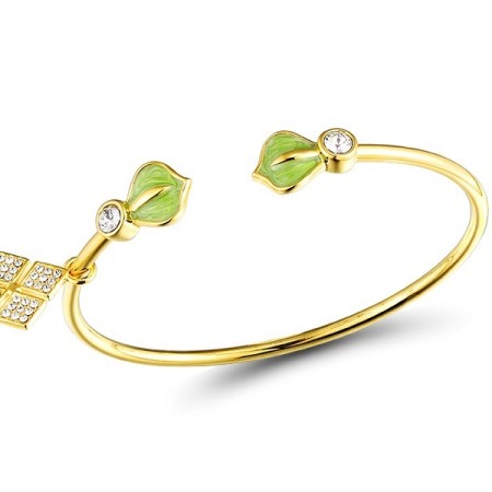 Brass w/ Yellow Gold Plating Bangle Enamel,Swarovski 001 (G312371ENA7BRY)