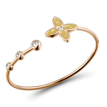 Brass w/ Yellow Gold Plating Bangle Enamel,Swarovski 001 (G312372ENA6BRY)