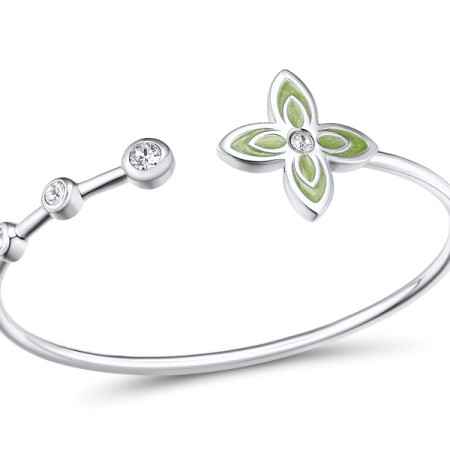 Brass w/ White Gold Plating  Enamel Bangle(G312372ENA7BRW)