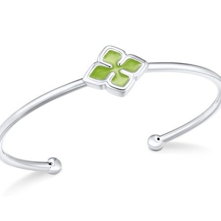 Brass w/ White Gold Plating  Enamel Bangle(G312373ENA7BRW)