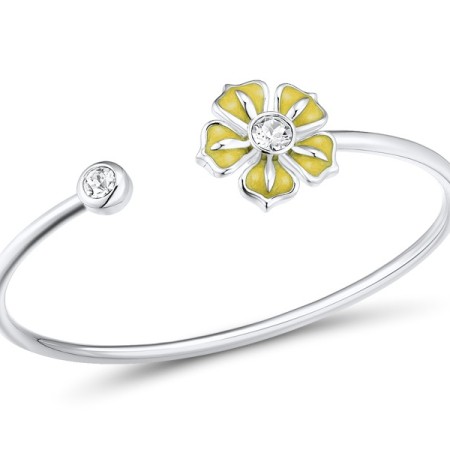 Brass w/ White Gold Plating  Enamel Bangle(G312374ENA6BRW)