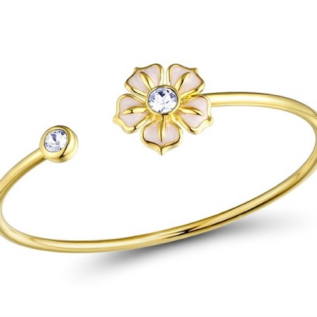 Brass w/ Yellow Gold Plating Bangle Enamel,Swarovski 001 (G312374ENA8BRY)