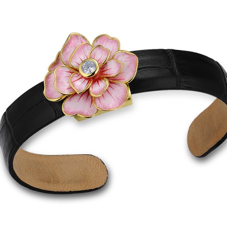 Sterling Silver w/ Yellow Plating Bangle Enamel,White Cubic Zirconia (G314384ENASY925)