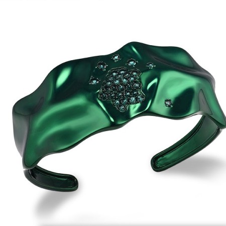 Sterling Silver w/ Green e-coating and White and Yellow Plating Bangle Green Spinel (G315447GSNSAG4925)