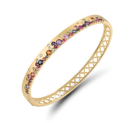 14KY Bangle Blue Topaz (Swiss Blue),Pink Sapphire,Citrine,Ruby,Diamond,Green Garnet,Amethyst,London Blue Topaz,Blue Sapphire,Orange Sapphire,Blue Topaz (Sky Blue),Peridot (G319547MUL14KY)