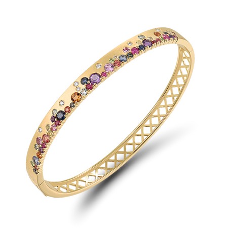 14KY Bangle Blue Topaz (Swiss Blue),Pink Sapphire,Citrine,Ruby,Diamond,Green Garnet,Amethyst,London Blue Topaz,Blue Sapphire,Orange Sapphire,Blue Topaz (Sky Blue),Peridot (G319547MUL14KY)