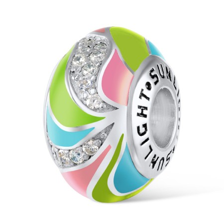 Sterling Silver Charms Enamel,White Cubic Zirconia (H303416ENA6SL925)