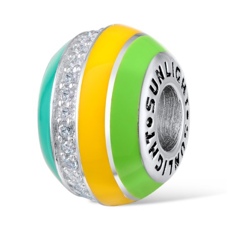 Sterling Silver Charms Enamel,White Cubic Zirconia (H303422ENA1SL925)