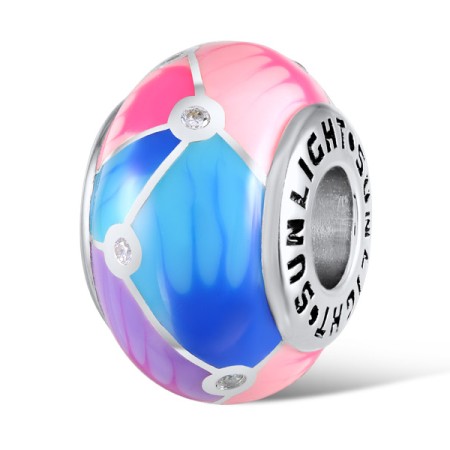 Sterling Silver Charms Enamel,White Cubic Zirconia (H305003ENASL925)