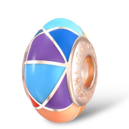 Sterling Silver w/ Rose Plating Charms Enamel (H305187ENASR925)