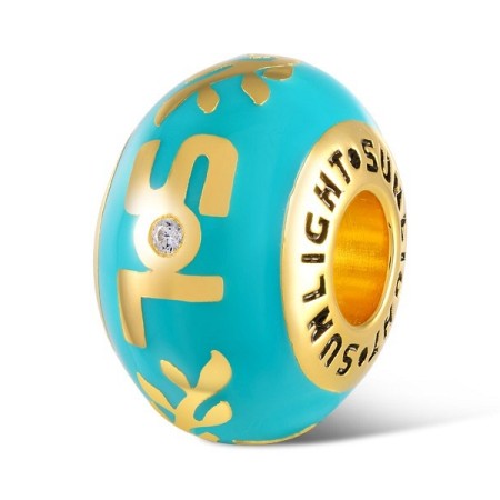 Sterling Silver w/ Yellow Plating Charms Enamel,White Cubic Zirconia (H305196ENA1SY925)